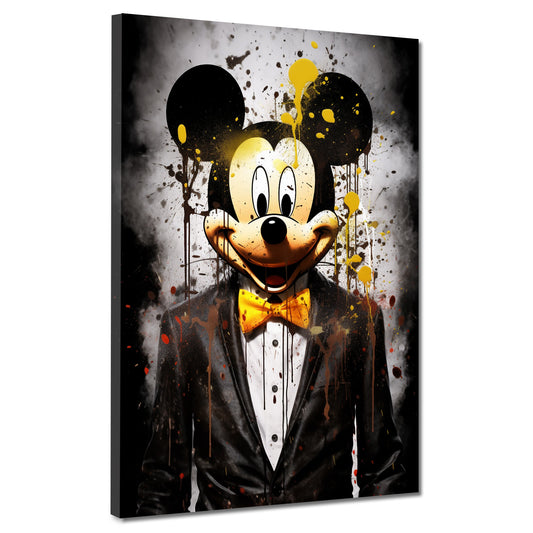 Wandbild Kunstwerk Pop Art Maus im Anzug Comic