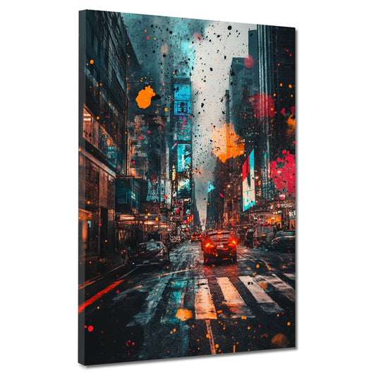 Wandbild Kunstwerk Pop Art New York City Regen Skyline Stimmung