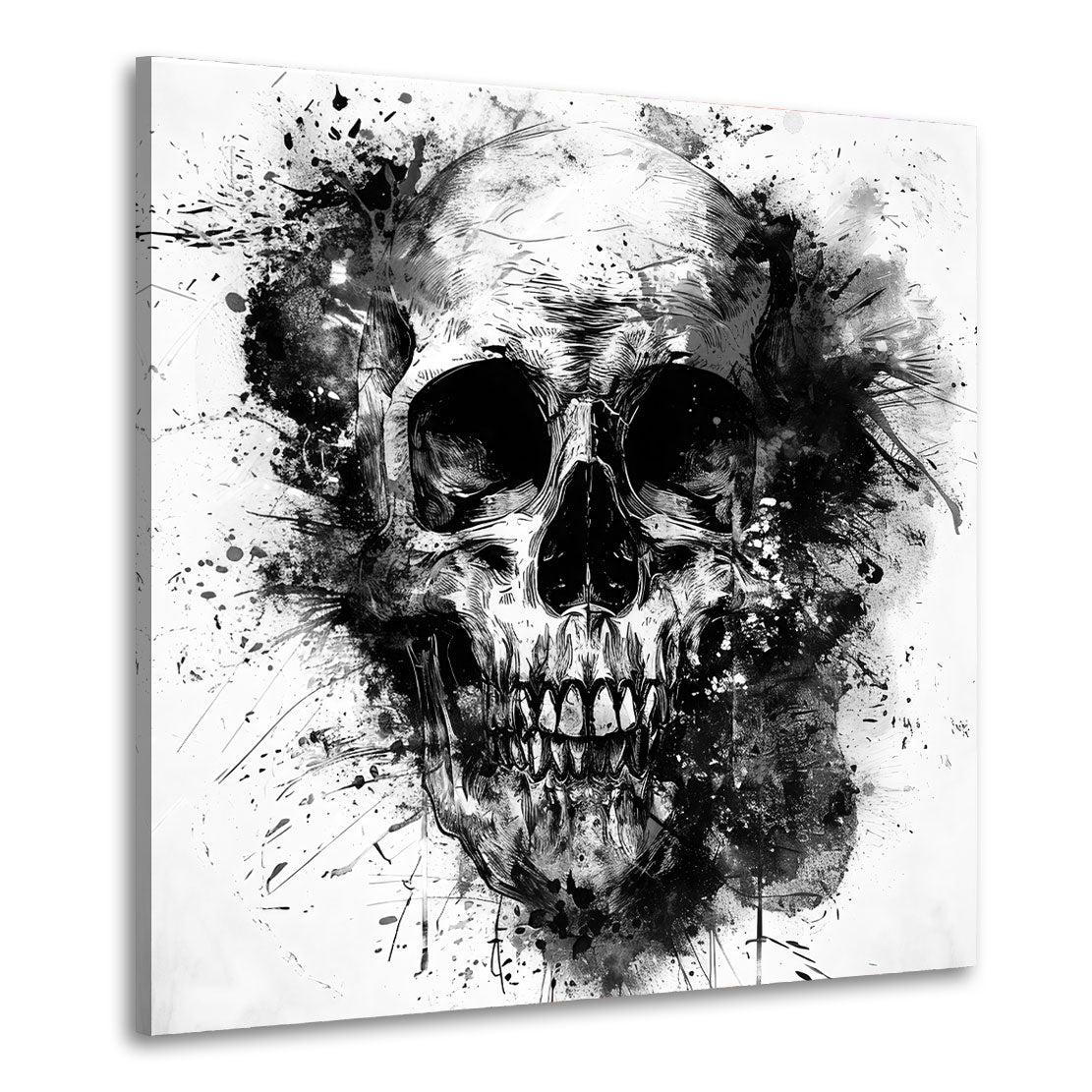 Schädel Motiv in Schwarz Weiß Wandbild Kunstwerk
