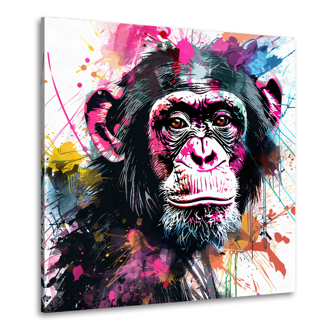 Pop Art Schimpanse farbenfroh Wandbild Kunstwerk
