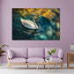 Wandbild Kunstwerk Schwan Wasser Blau Gold Lichtspiel Eleganz modern
