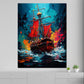 Segelschiff auf wilder hoher See Wandbild Kunstwerk