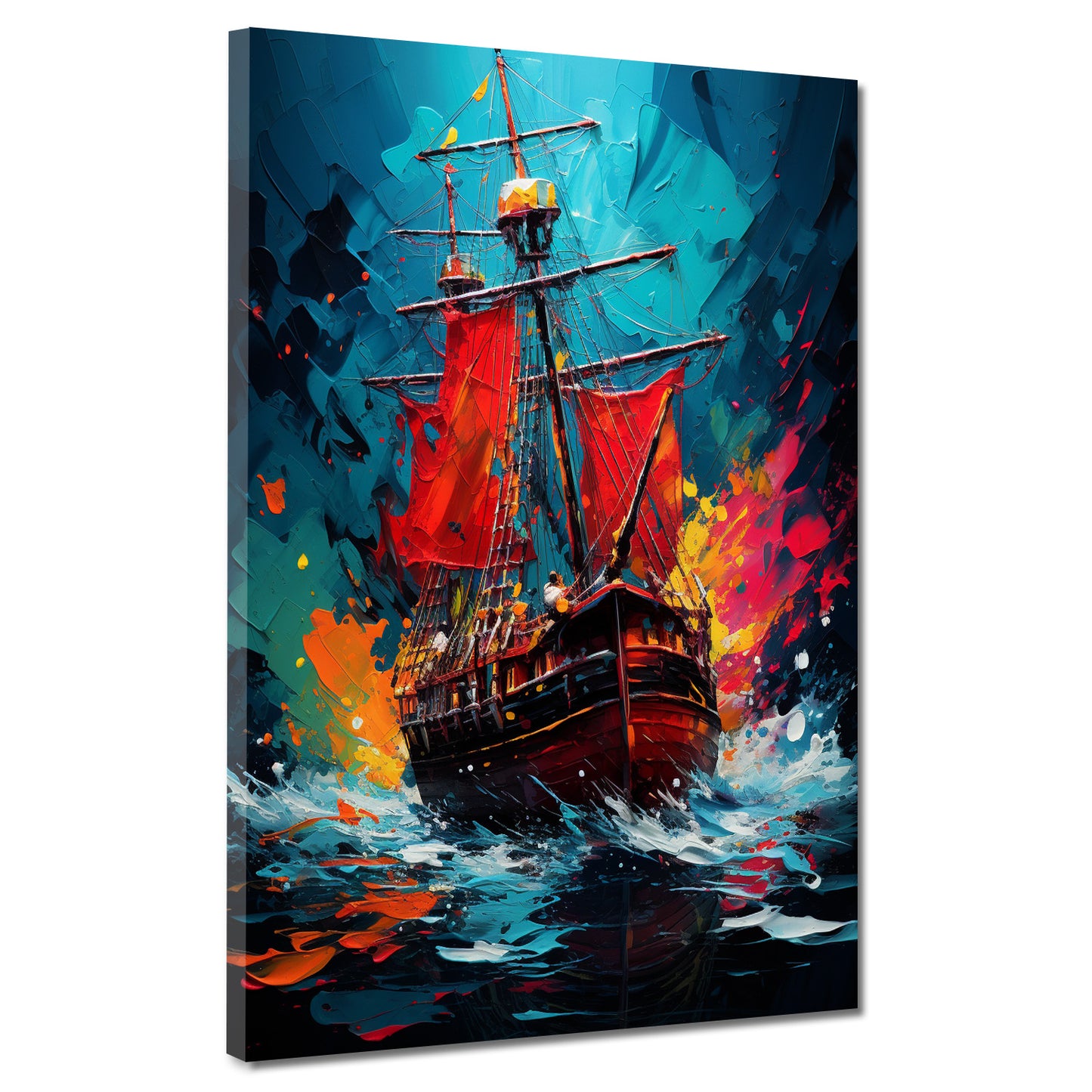 Segelschiff auf wilder hoher See Wandbild Kunstwerk