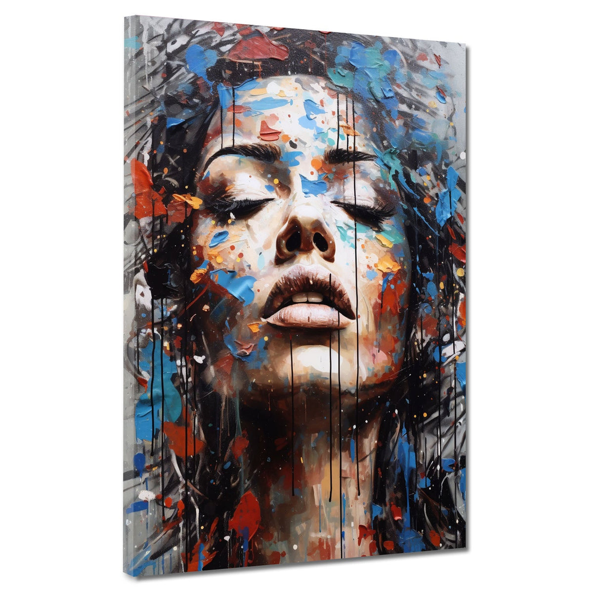 Splatter Girl, Pop Art schöne Frau Wandbild Kunstwerk