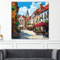 Wandbild Kunstwerk Städte Altstadt Flair Straßencafé Blumen Farbenpracht modern