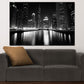 Wandbild Kunstwerk Städte Chicago USA Skyline Lichter Spiegelung schwarz weiß