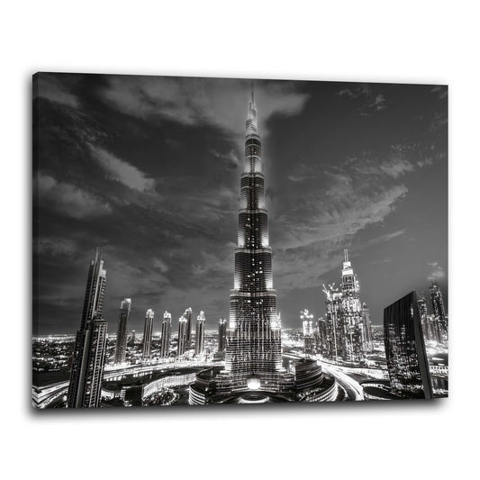 Städte Dubai Architektur Burj Khalifa Hochhäuser Licht Spiegelung Wandbild Kunstwerk