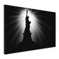 Wandbild Kunstwerk Städte New York Freiheitsstatue Silhouette Lichtstrahlen