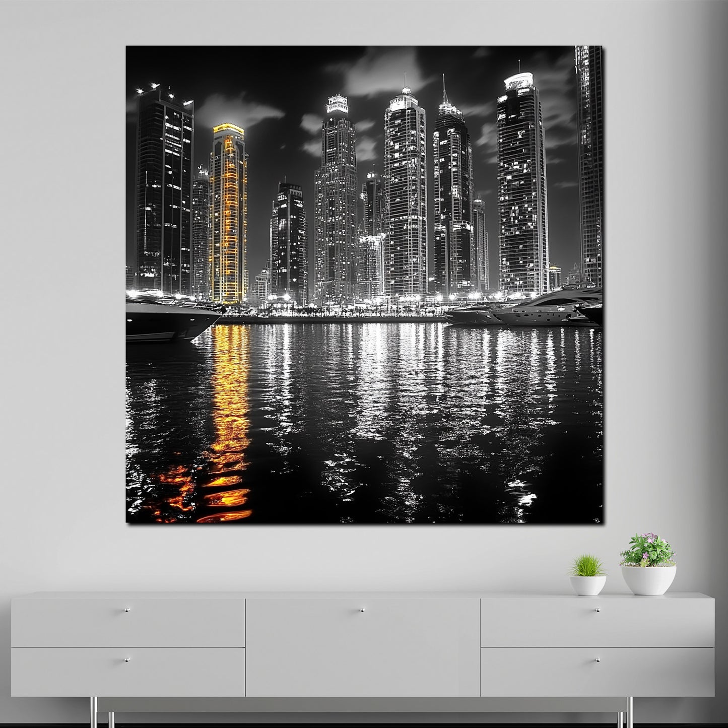 Wandbild Kunstwerk Städte New York Hochhäuser Wasserreflexion Eleganz modern
