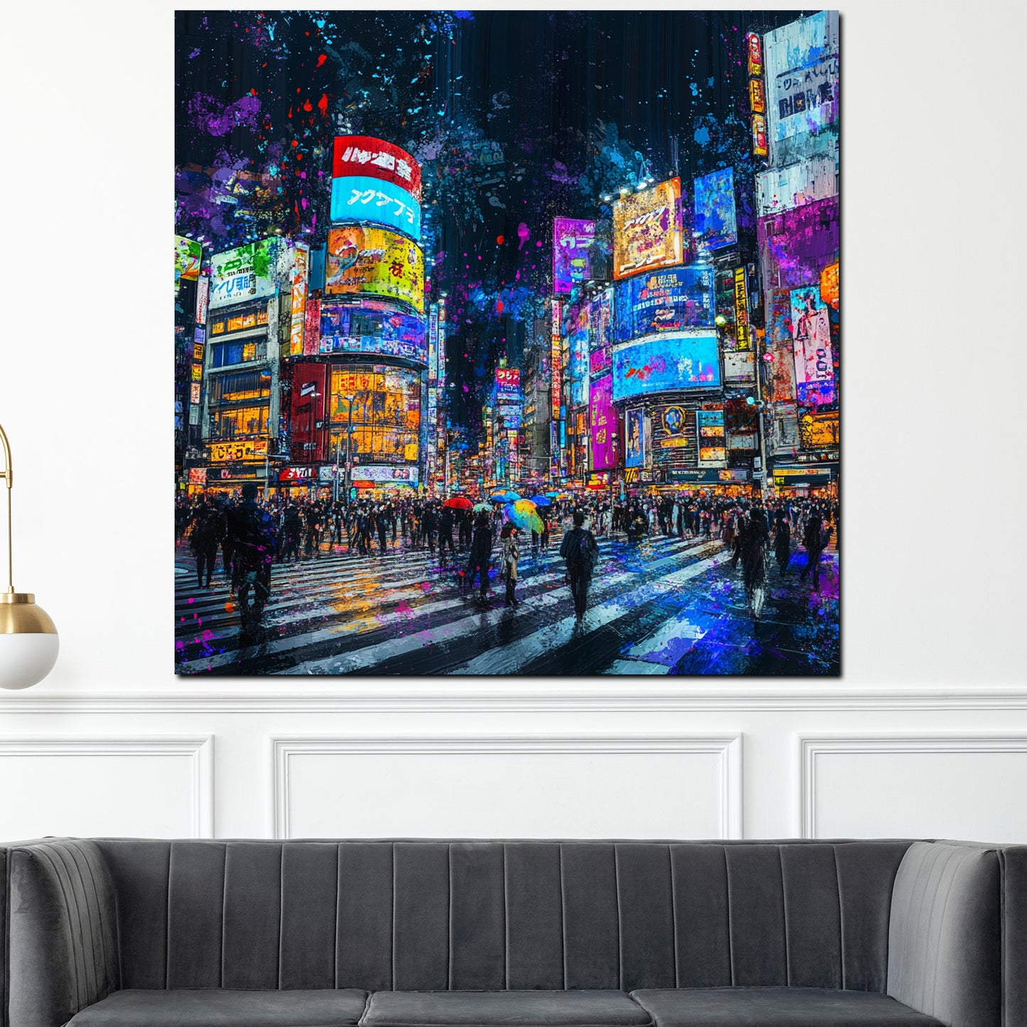 Wandbild Kunstwerk Städte New York Pop Art Menschenmenge Farbenpracht modern