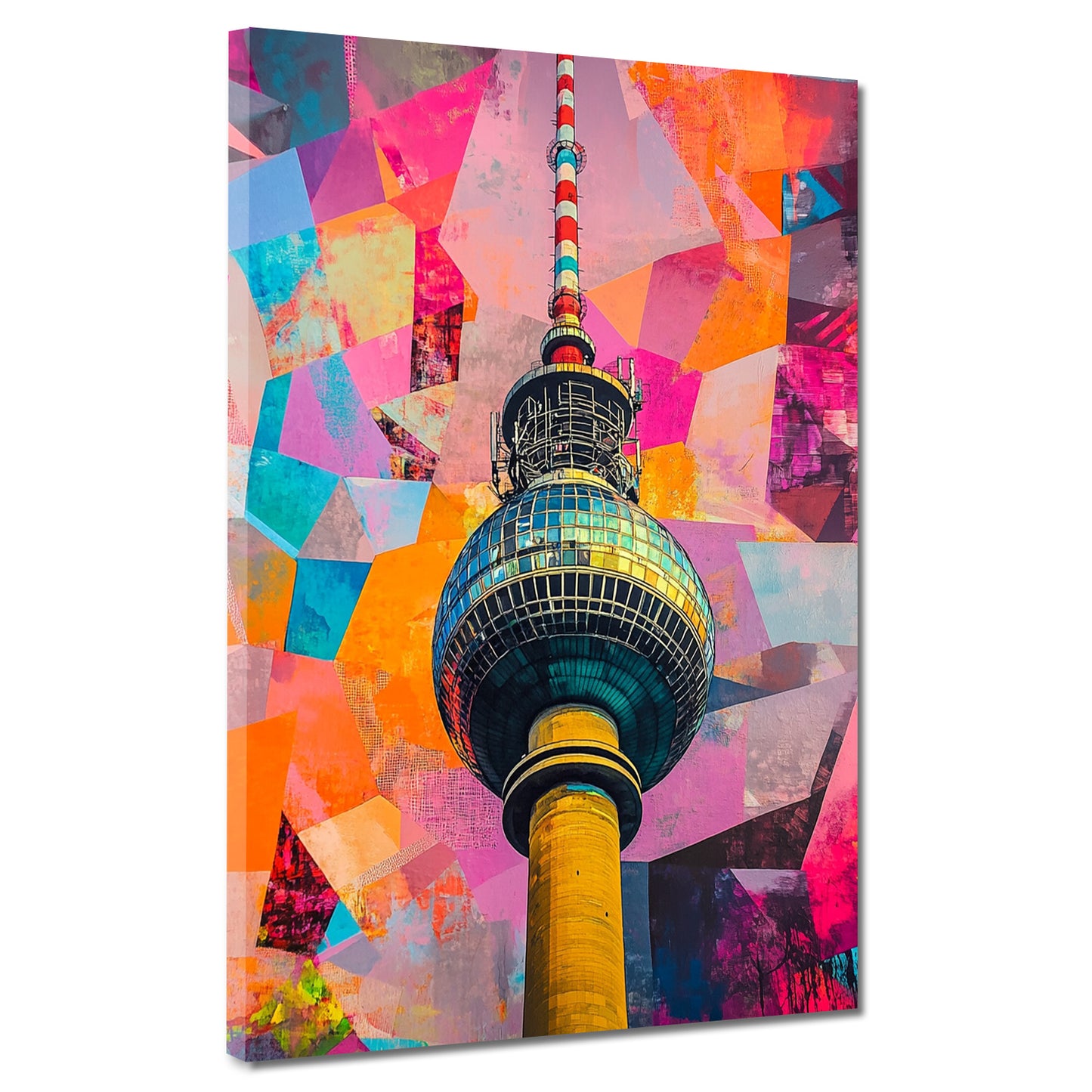 Wandbild Kunstwerk Städte Pop Art Berliner Fernsehturm in leuchtenden Farben