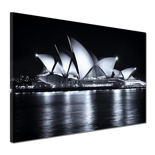 Wandbild Kunstwerk Städte Sydney Opernhaus Architektur Nacht Wasser Spiegelung