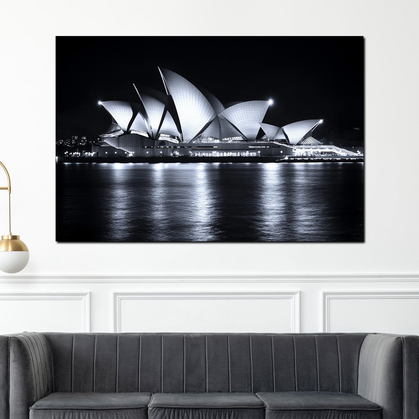 Wandbild Kunstwerk Städte Sydney Opernhaus Architektur Nacht Wasser Spiegelung