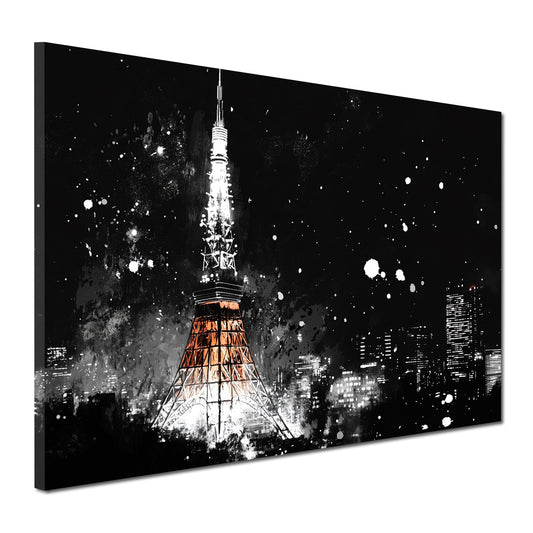 Wandbild Kunstwerk Städte Tokio Tower Nachtaufnahme Skyline Lichtspiel