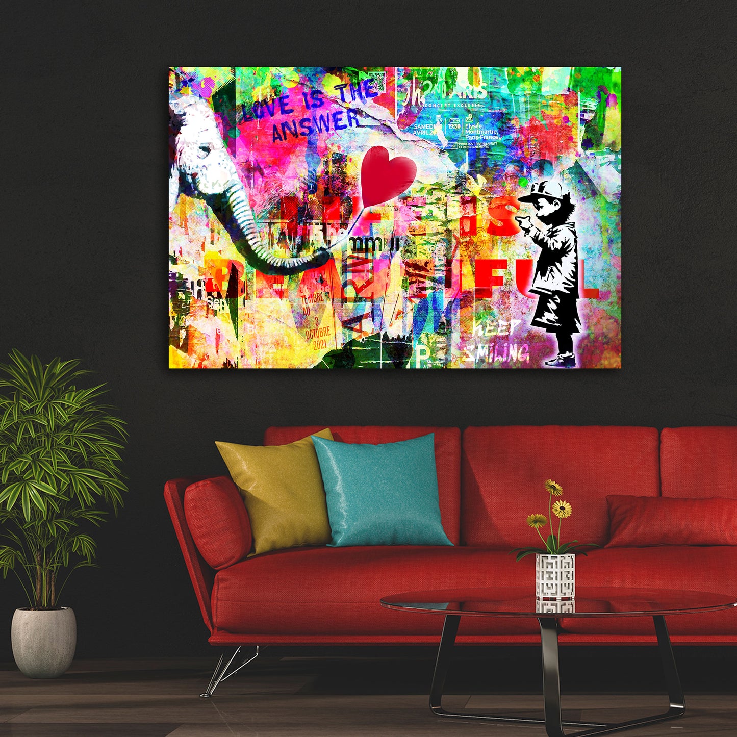 Street Art Love is the Answer Banks Wandbild Kunstwerk