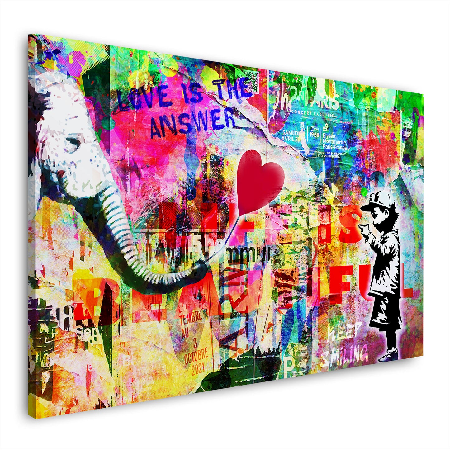 Street Art Love is the Answer Wandbild Kunstwerk
