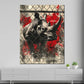 Wandbild Kunstwerk Street Art Nashorn hinter Zaun Farbspritzer modern