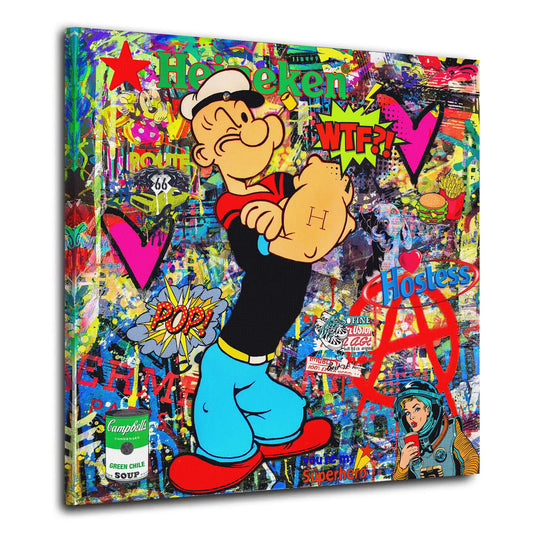 Wandbild Kunstwerk Street Art Popeye Stars Comic, Pop Art