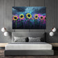 Wandbild Kunstwerk Sonnenblumen Farbspritzer Himmel