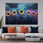 Wandbild Kunstwerk Sonnenblumen Farbspritzer Himmel