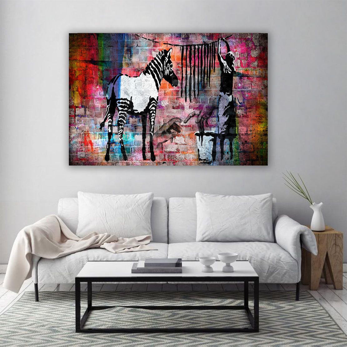 Street Art Zebra Abstract Colour Edition Wandbild Kunstwerk