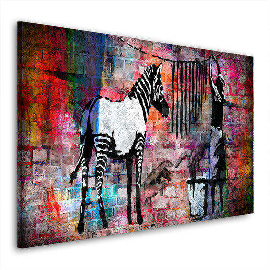 Street Art Zebra Abstract Colour Edition Wandbild Kunstwerk