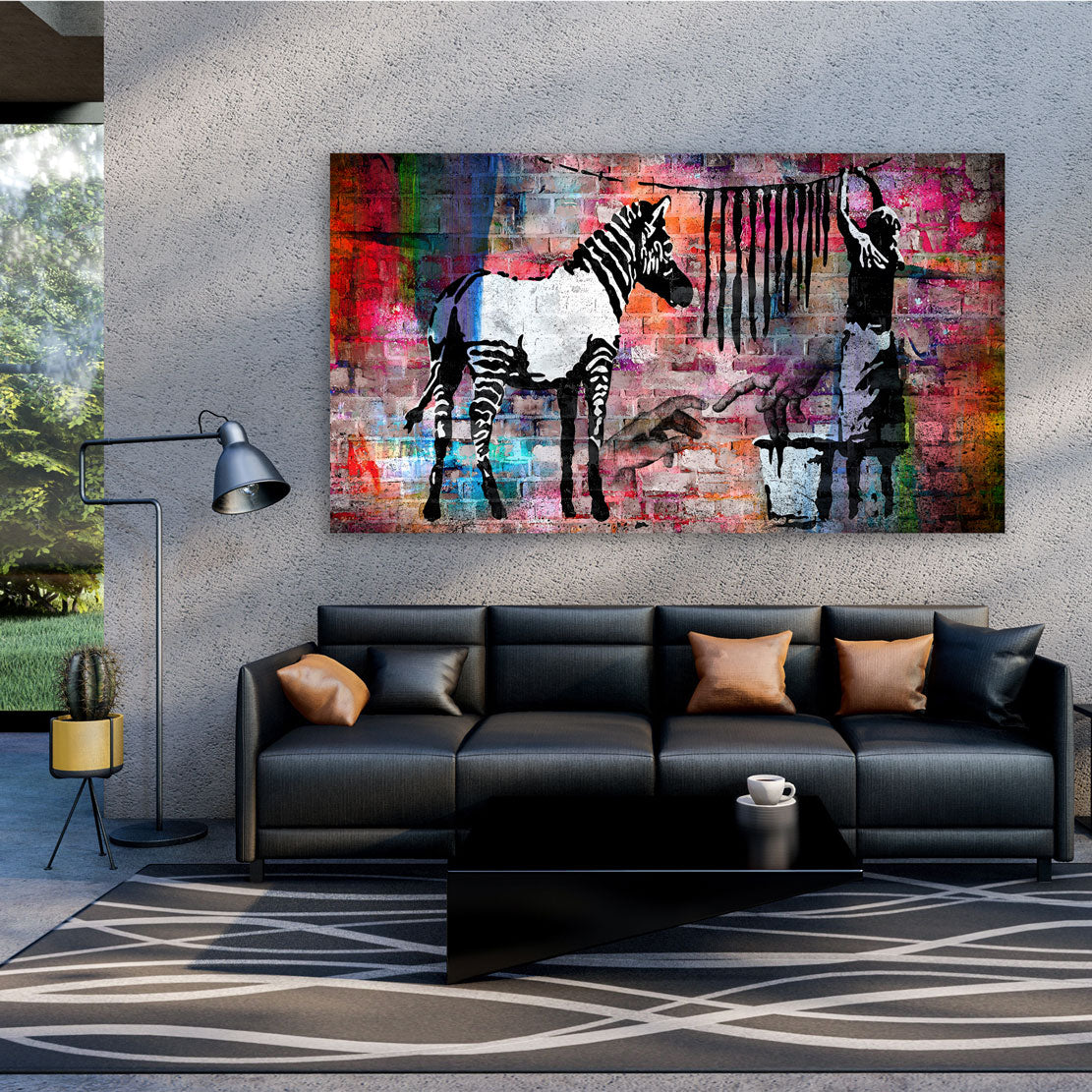 Street Art Zebra Wandbild Kunstwerk