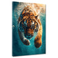 Wandbild Kunstwerk Tiger beim Eintauchen ins Wasser Energie Natur modern