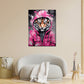 Wandbild Kunstwerk Tiger in pinker Jacke Pop Art