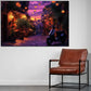 Wandbild Kunstwerk Toskana romantischer Sommerabend Vespa Gasse Lichter