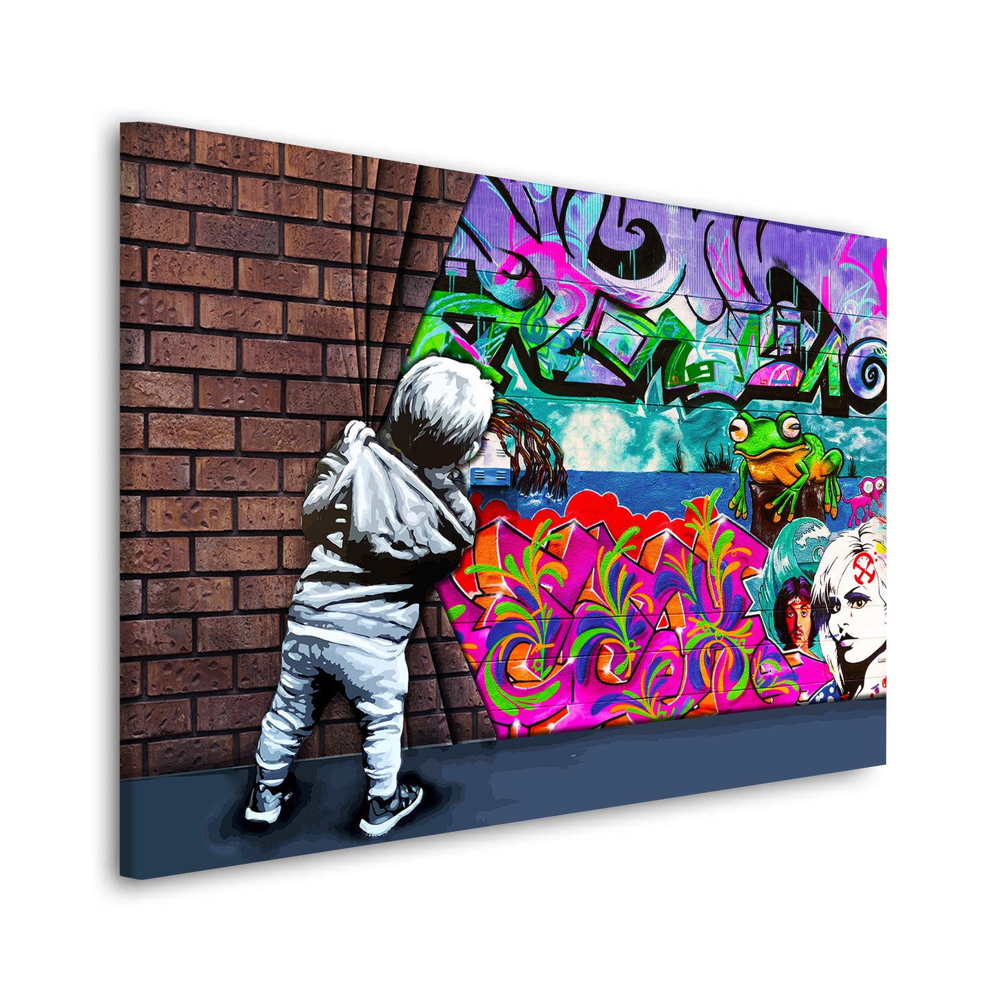 Wand mit Junge Street Art Colour, Pop Art Wandbild Kunstwerk