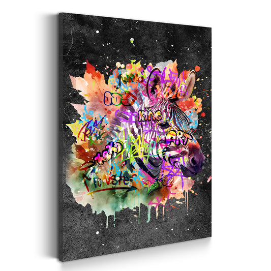 Wandbild Kunstwerk Zebra Graffiti Pop Art Style