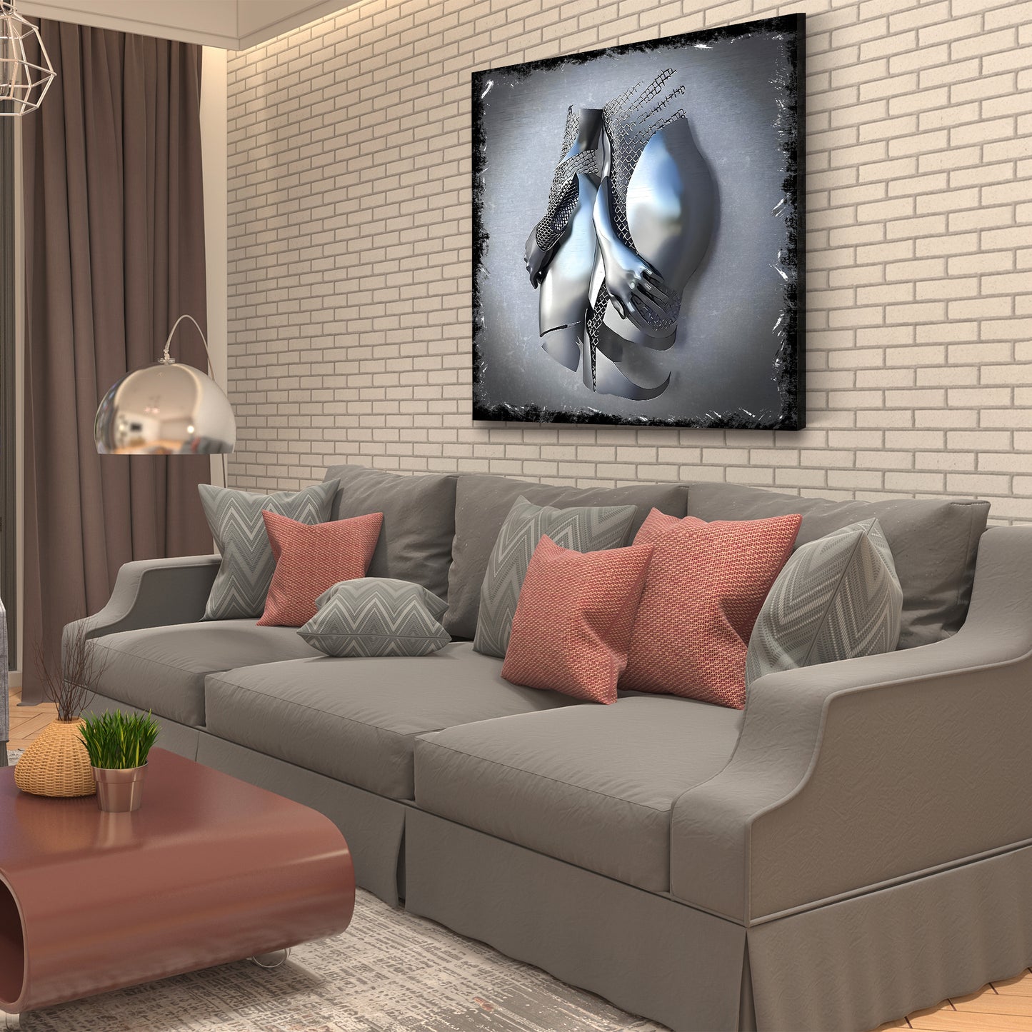 Abstrakt Metallfigur 2 Körper Metall Wandkunst Wandbild Kunstwerk