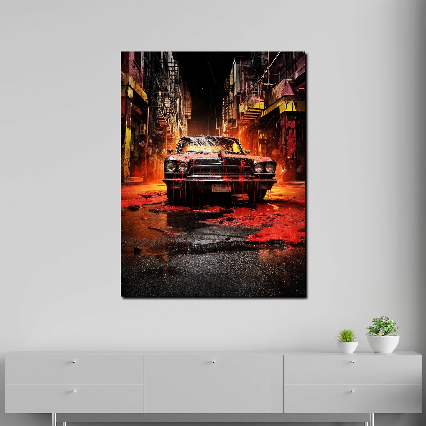 Abstrakt Auto Oldtimer Wandbild Kunstwerk