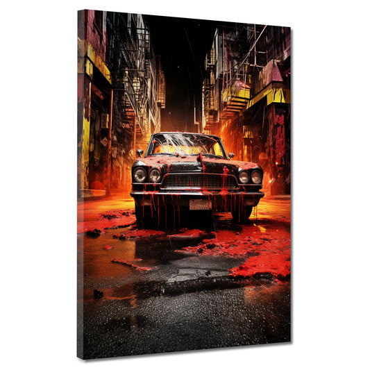 Abstrakt Auto Oldtimer Wandbild Kunstwerk