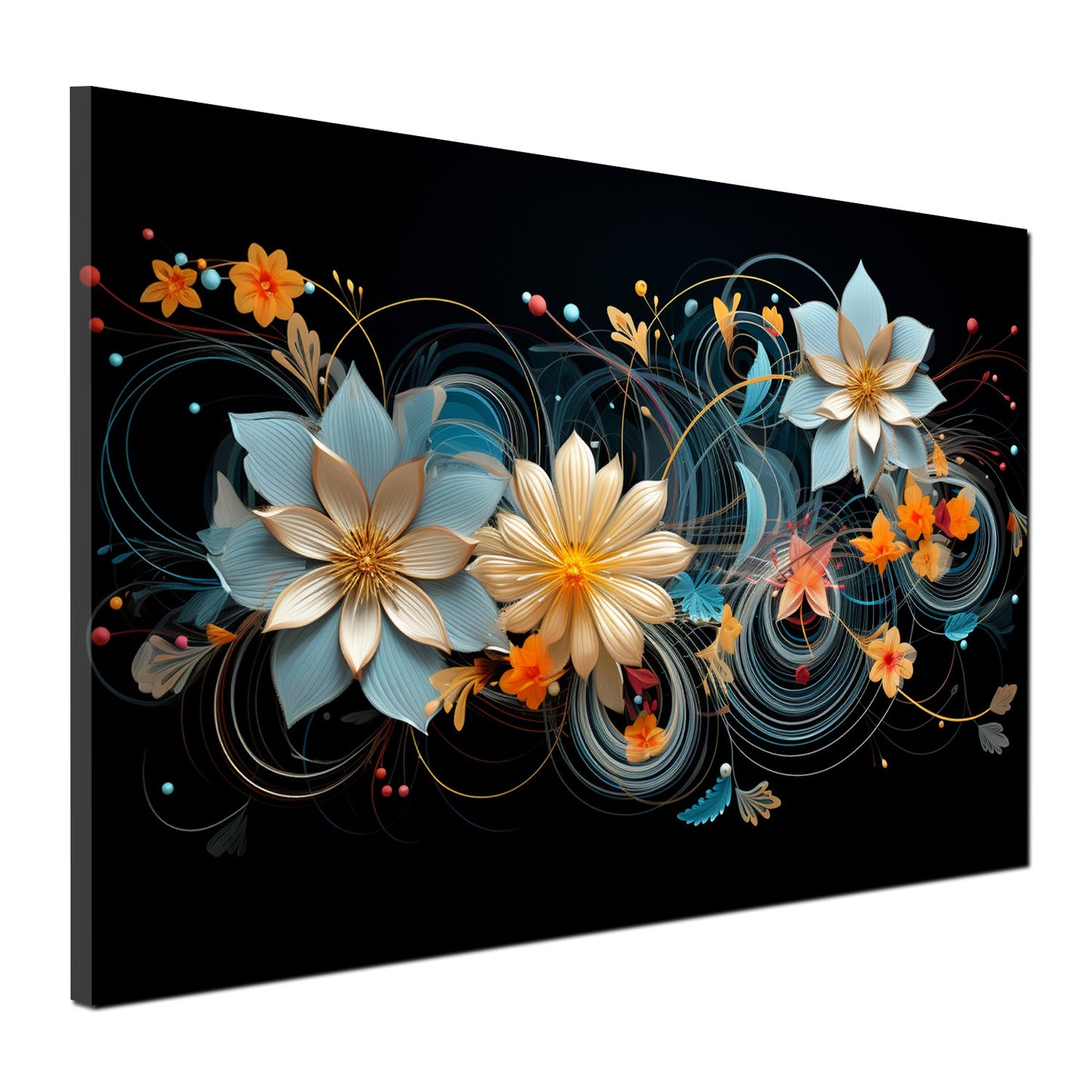 Abstrakt Blumen Black Style Wandbild Kunstwerk