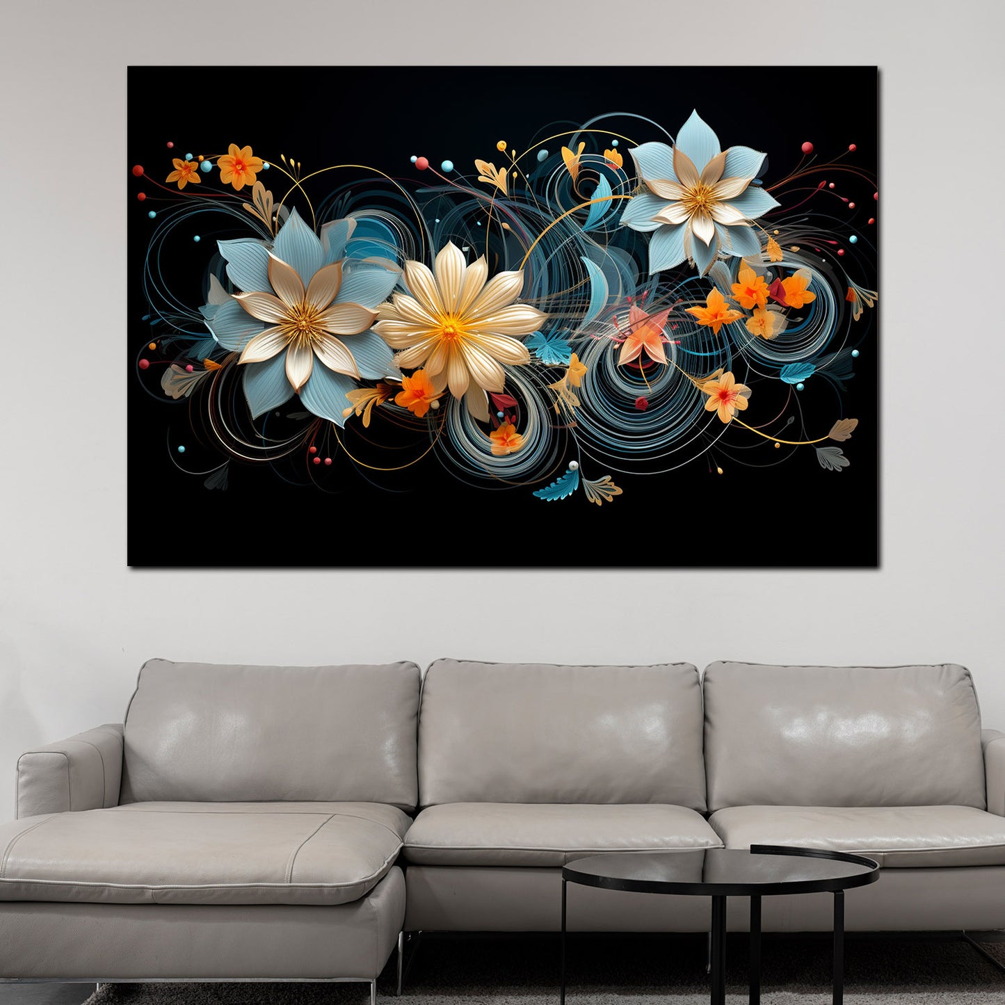 Abstrakt Blumen Black Style Wandbild Kunstwerk