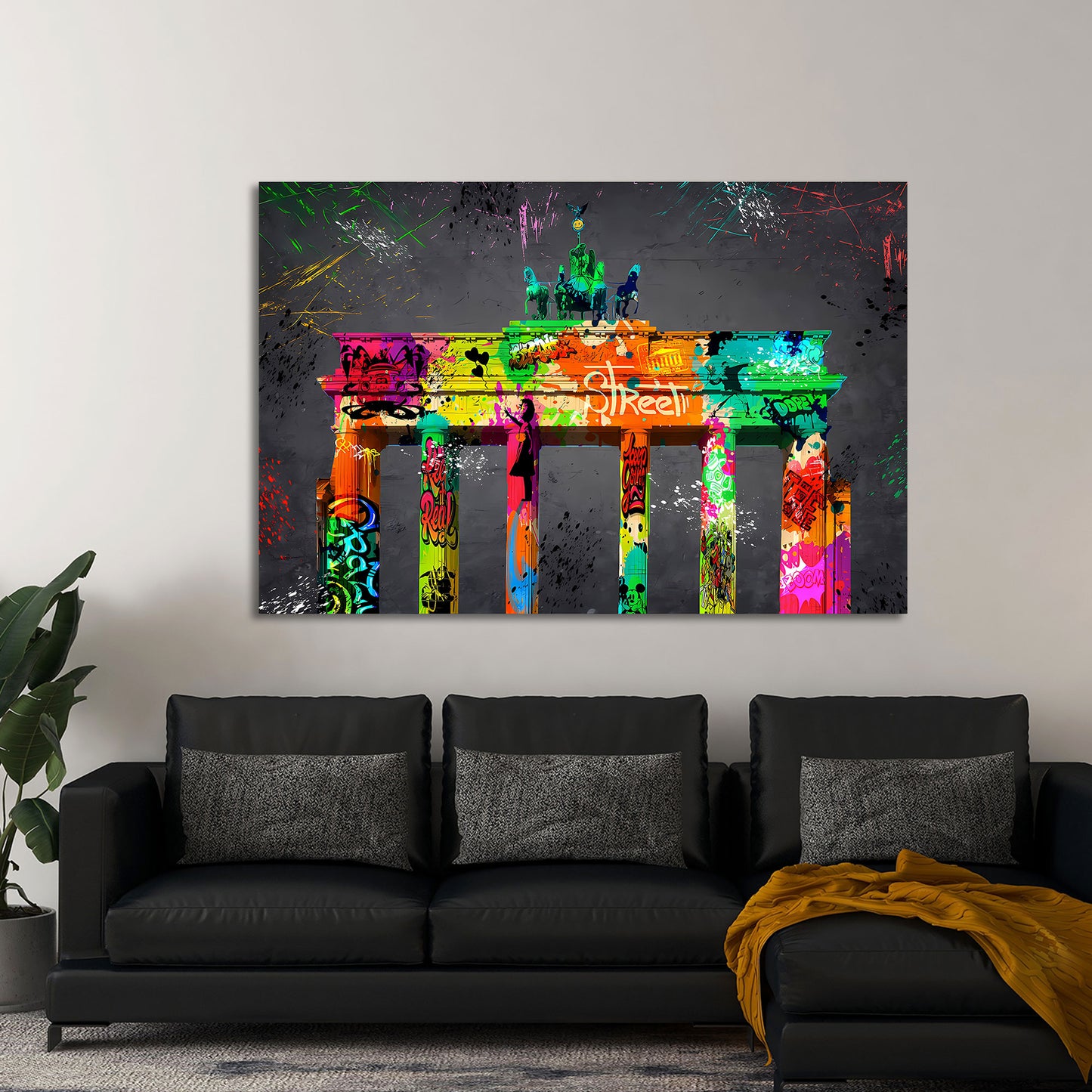 Abstrakt Brandenburger Tor Graffiti Style Wandbild Kunstwerk