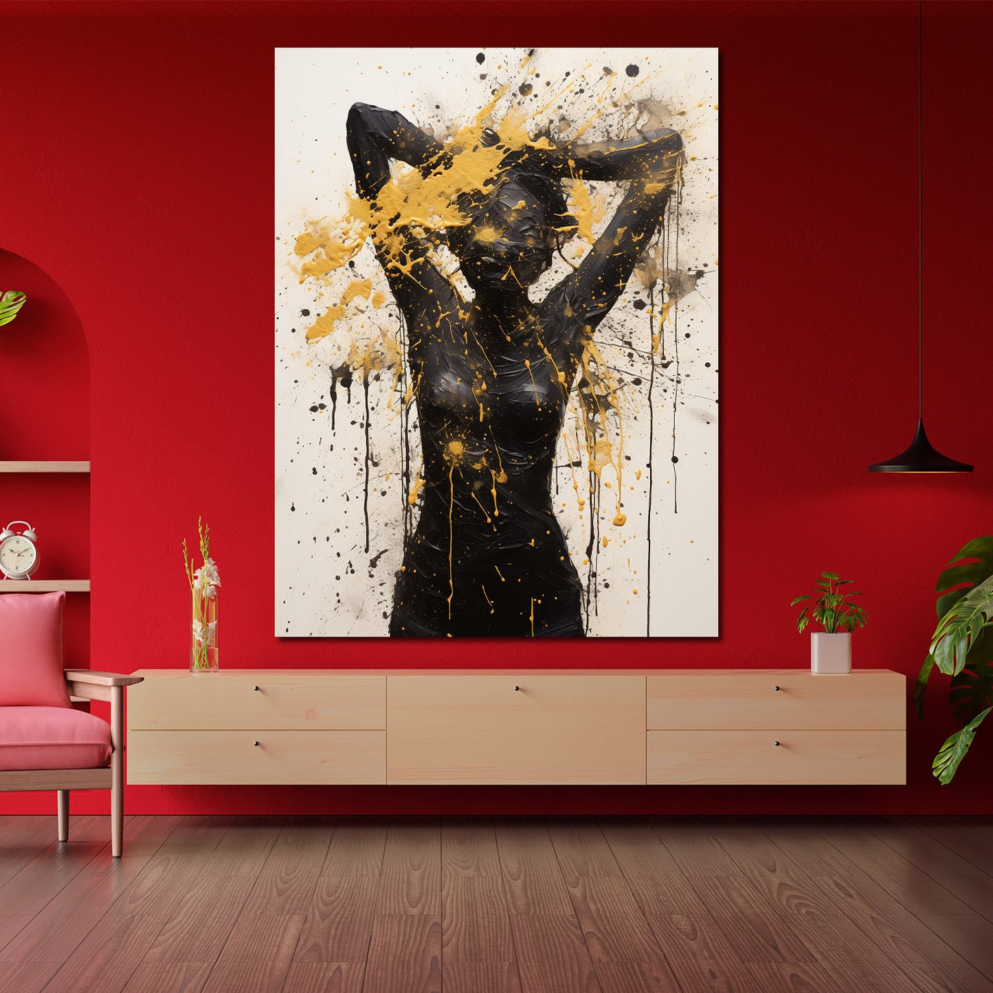 Wandbild Kunstwerk abstrakt Frau Black Art