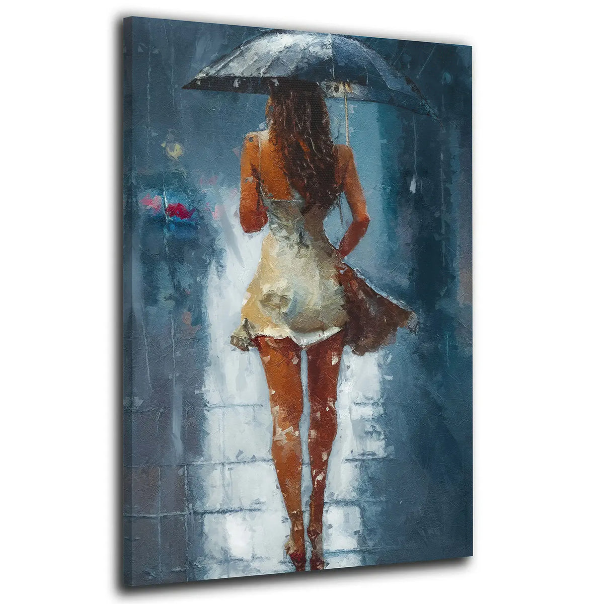 Frau im weißen Kleid Wandbild [Gratis-Versand] – BilderTrends24