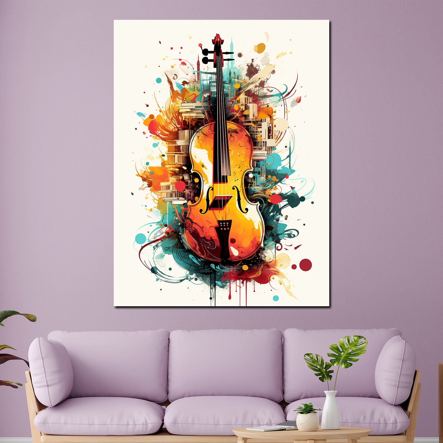Wandbild Kunstwerk abstrakt Kontrabass Colour