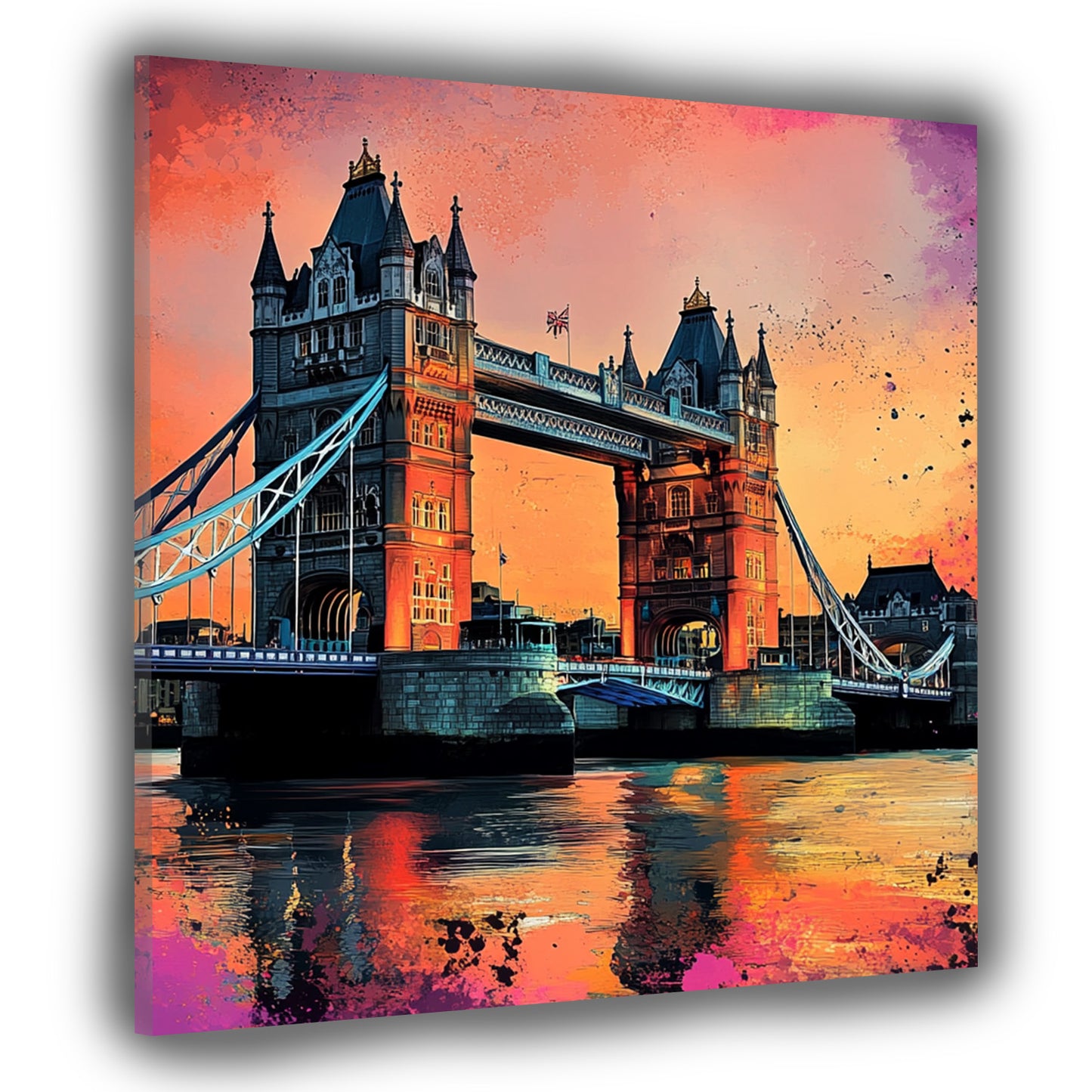 Abstrakt London Tower Bridge Stadt Panorama Pop Art Wandbild Kunstwerk