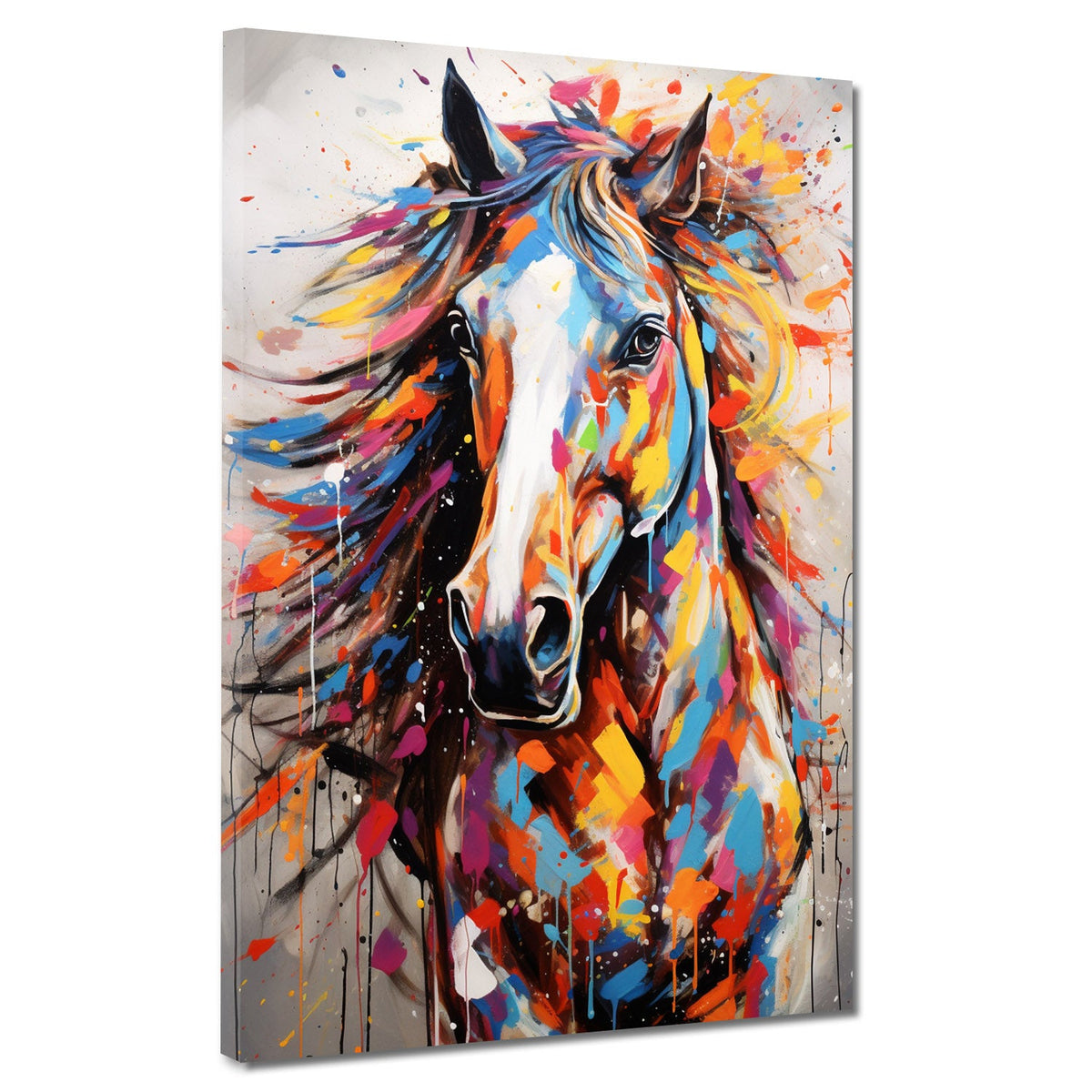 Abstrakt Pferd Pop Art Colour Style Wandbild Kunstwerk