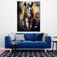 Pferd im blauen Anzug frontal Pop Art Wandbild Kunstwerk
