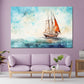 Abstrakt Segelschiff Blue Style Wandbild Kunstwerk