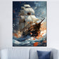 Abstrakt Segelschiff auf hoher See Colour Splatter Wandbild Kunstwerk
