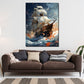 Abstrakt Segelschiff auf hoher See Colour Splatter Wandbild Kunstwerk