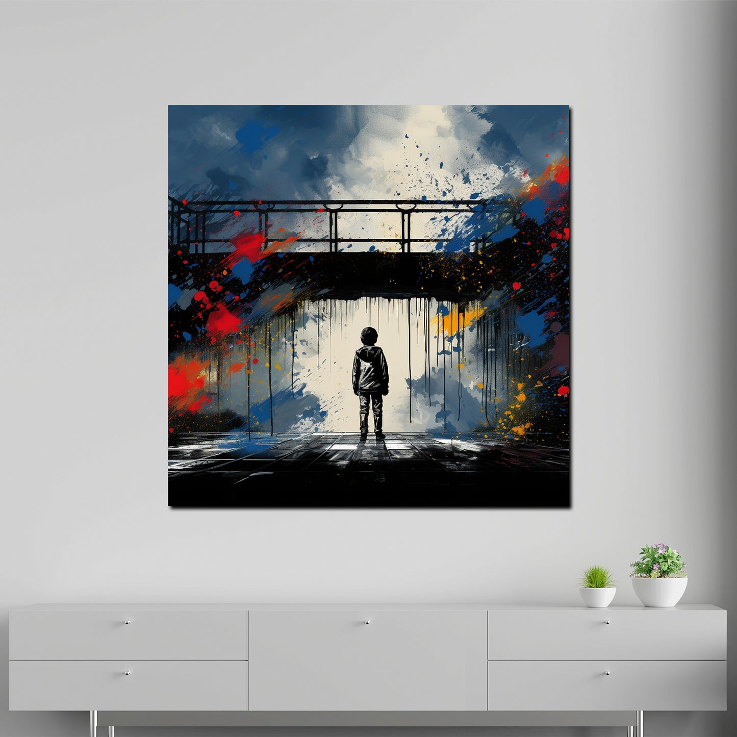 Abstrakt Street Art Bridge Wandbild Kunstwerk