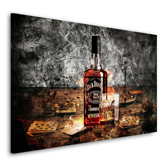 Abstrakt Whiskey Flasche und Glas Jack Wandbild Kunstwerk