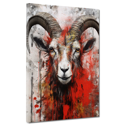 Wandbild Kunstwerk abstrakt Ziege Red Splash